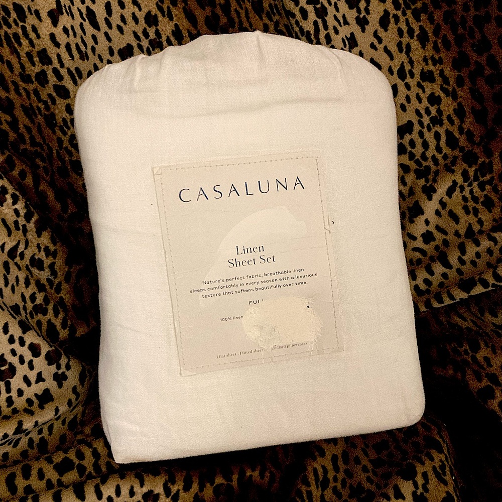 Casaluna 100% Linen Full Sheet Set - 100 Flat Fitted 2 Pillowcases White Target